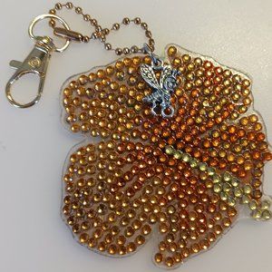 Flower keychain bee charm